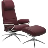 Stressless Stressless® Relaxsessel »Paris« Set, Relaxsessel mit Hocker, mit Hocker, High Back, mit Star Base, Gestell Chrom, rot