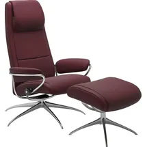 Stressless Stressless® Relaxsessel »Paris« Set, Relaxsessel mit Hocker, mit Hocker, High Back, mit Star Base, Gestell Chrom, rot