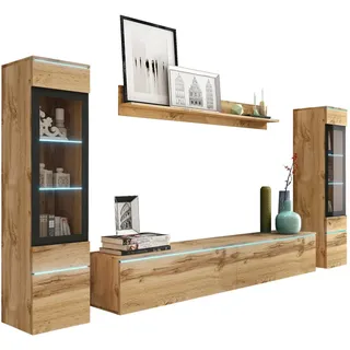 P & B Wohnwand Vera ca.240x130x33cm Eiche Wotan mit LED