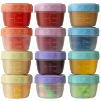 ZGGZHeim 12 Stück kleine Gefrierdosen 77ml mit Deckel,Auslaufsichere Vorratsdosen,BPA-frei Mini Frischhaltedosen,stapelbar & wiederverwendbar,Gefrierbehälter für Snacks,Saucen,Babynahrung(4.5 X 6CM)