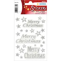 Herma Merry Christmas Aufkleber 3731 24 Stück Silber