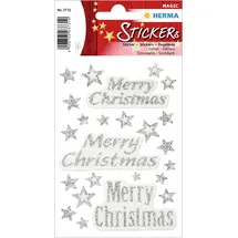 Herma Merry Christmas Aufkleber 3731 24 Stück Silber