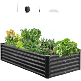 Vevor Hochbeet aus Metall 180 x 90 x 44 cm Dunkelgrau