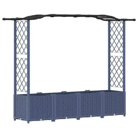 vidaXL Hochbeet mit Rankgitter und Dach 204 x 40 x 141 cm Grau