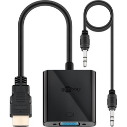 HDMI/VGA Adapter, vernickelt HDMI-Stecker (Typ A) > VGA-Buchse (15-polig)