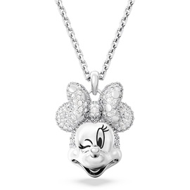 Swarovski Disney Minnie Mouse Anhänger, Weiße und Rhodinierte Damenhalskette mit Strahlenden Swarovski Kristallen