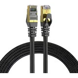 Elfcam - 20m Ethernet Kabel Cat 7 RJ45,STP 100% Kupfer, 10 Gbit/s 600 MHz, LAN Netzwerkkabel Rund Ø6,0mm, Kompatibel mit Router, PC, TV, Konsole – Schwarz