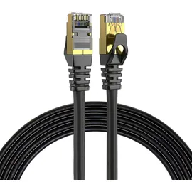 Elfcam - 20m Ethernet Kabel Cat 7 RJ45,STP 100% Kupfer, 10 Gbit/s 600 MHz, LAN Netzwerkkabel Rund Ø6,0mm, Kompatibel mit Router, PC, TV, Konsole – Schwarz