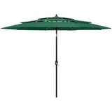 furnicato Sonnenschirm mit Aluminium-Mast 3-lagig Grün 3 m