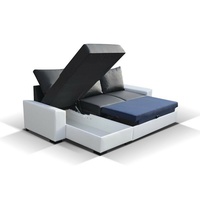 JVmoebel Ecksofa Design Ecksofa Schlafsofa Bettfunktion Couch Leder Polster Textil, Mit Bettfunktion schwarz|weiß