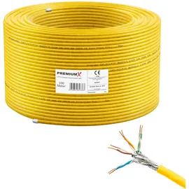 PremiumX 100m CAT 7A Netzwerkkabel Simplex LAN-Kabel Verlegekabel Ethernet Kupfer Datenkabel AWG 23 S/FTP PiMF PoE Eca Cat7A 1200 MHz