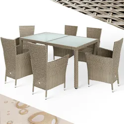 CASARIA® Gartenmöbel Set mit 150x90cm Esstisch Creme