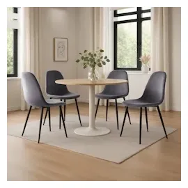 CLP 4er Set Esszimmerstühle Napier dunkelgrau Samt