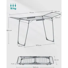 Songmics Wäscheständer 18 m grau
