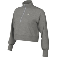 Nike DQ5767-063 W NSW PHNX FLC QZ Crop Sweatshirt Damen DK Grey Heather/SAIL Größe M-S