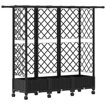 vidaXL Hochbeet mit Rankgitter und Dach 164 x 40 x 127 cm Schwarz