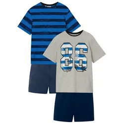 bonprix Shorty (4-tlg. Set), blau, 164/170, mit Baumwolle