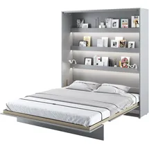 meblini Schrankbett Bed Concept - Wandbett mit Lattenrost - Klappbett mit Schrank - Wandklappbett - Murphy Bed - Bettschrank - BC-13-180x200cm Vertikal - Grau Matt