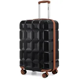 KONO Handgepäck Koffer Trolley Handgepäck 54cm Zwillingsrollen ABS Hartschalenkoffer Reisekoffer mit TSA Schloss 4 Rollen, 54x34x22cm (Koffer Handgepäck, Schwarz/Braun)