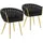 Tectake Esszimmerstuhl Astano Samt schwarz/gold 2er Set