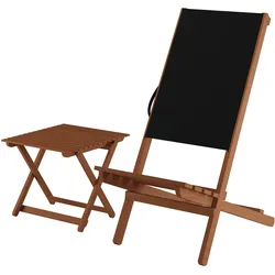 Erst-Holz Wikingerstuhl-Set Lagerfeuerstuhl Anglerstuhl Strandstuhl Partystuhl Stofffarbe schwarz V-10-365