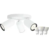 Philips Pongee Aufbauspot - 3 Spots - Weiß + Philips Hue White Ambiance GU10 (3x)