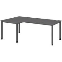 Bümö Schreibtisch Graphit, Nachbildung, L-Form, 200x74x120 cm, FSC Mix,