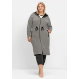sheego Bademantel in grau gestreift | Gr.: 44-46