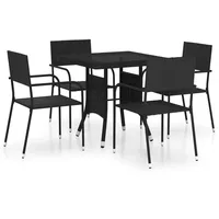 vidaXL 5-tlg Garten-Essgruppe Poly Rattan Schwarz