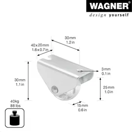 Wagner Möbel Bockrolle Transparent Tragkraft 40 kg Verzinkt Ø 25 mm
