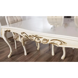 Casa Padrino Luxus Barock Esstisch Weiß / Gold - Rechteckiger Barockstil Küchentisch - Luxus Esszimmer Möbel im Barockstil - Barock Esszimmer M... - Weiß/Gold