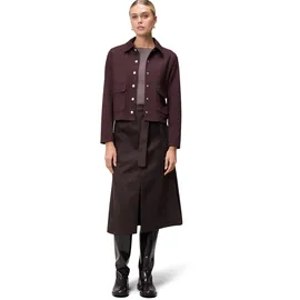 Zero Midirock "Damen mit Bindegürtel", Damen, Gr. 34, chocolate plum, Stoff, Obermaterial: 95% Polyester, 5% Elasthan, aufgeraut, figurbetont lang, Röcke, Gürtel