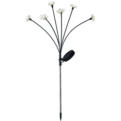 Lumineo Solar Stabbeleuchtung Outdoor 70cm 6 Blumen LEDs Kunststoff Solarleuchte Garten Stablampe Gartenleuchte Solarlampen Wegeleuchte Gartendeko Warmweiß