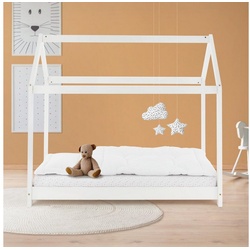 ML-DESIGN Kinderbett Kinderbett 140x70cm Weiß Holz Kinderhaus Bett Bettgestell Holzbett weiß