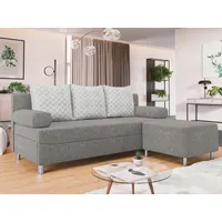 MIRJAN24 Schlafsofa Dover, mit Bettkasten und Schlaffunktion, Chromfüße, Polsterhocker als Opsion grau