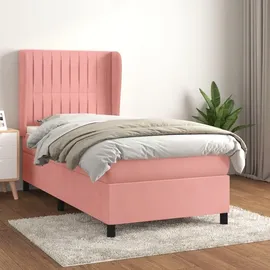 vidaXL Boxspringbett mit Matratze Rosa 90x200 cm Samt - Rosa