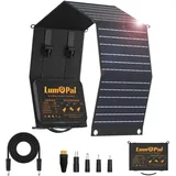 Tragbares Solarpanel, Lumopal 60 W, faltbares Solar-Ladegerät-Set mit USB QC3.0 PD 60 W Typ-C DC 23 V Ports, IP65 wasserdicht für Camping, Rucksackreisen, Wohnmobil, Reisen, kompatibel mit Handy