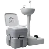 vidaXL Tragbar Camping Toiletten-und Handwaschständer-set - grey - One Size