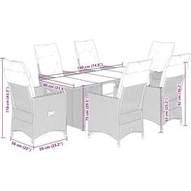 vidaXL Garten-Bistro-Set 7-tlg. Beige