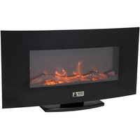 Mayer Fireplaces ELEGANZA MFP-36 Elektrokamin Wandkamin Kamin Elektrisch Curved mit Heizung, Standfuß & Fernbedienung, Schwarz, 49 x 90 x 21 cm