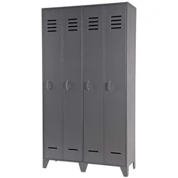 Spind Kleiderschrank in Grau Kiefer Massivholz & Holzwerkstoff