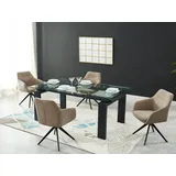 vente-unique Vente-unique-Esstisch ausziehbar - Glas & Metall - Schwarz - LUBANA