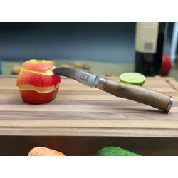 Zayiko Kurumi Damast Schäl Messer I 8 cm Klinge I Nussbaumgriff I Holzbox