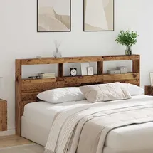 vidaXL Kopfteil mit Regal Altholz 200 x 17 x 102 cm Holzwerkstoff