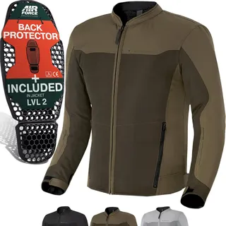 SHIMA OpenAir Motorrad Jacke Herren mit Protektoren AirForce Rückenprotektor Motorradjacke Sommer Mesh Belüftet Textiljacke Schutzjacken Protektorenjacke Luftige Männer Braun, S)