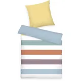 Tom Tailor Renforcé-Bettwäsche, 80x80 cm + 155x220 cm, 100% Baumwolle/ Renforcé, Mit Wendemotiv und farbigem Markenreißverschluss, COLORED STRIPES Bunt (Multi Color)
