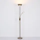 GLOBO Deckenfluter Stehlampe LED dimmbar mit Leselampe LED-Stehlampen mit Dimmer, Lesespot flexibel altmessing, 2x LED 16 W 1440 lm, warmweiß, H 180 cm