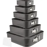 luxuskollektion 6er Set Eckige Kuchenformen mit Trapezoidal Tortenschaber, Schwarz