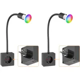 2x Steckdosenleuchte / Leselampe LESCH Schwanenhals Schalter schwarz 1x GU10