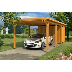 Skan Holz Emsland Flachdach Carport-354x846cm-eiche hell Holzcarport